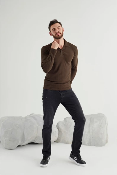 Qwerty Erkek Gömlek Yaka Kısa Kollu T-shirt - 4