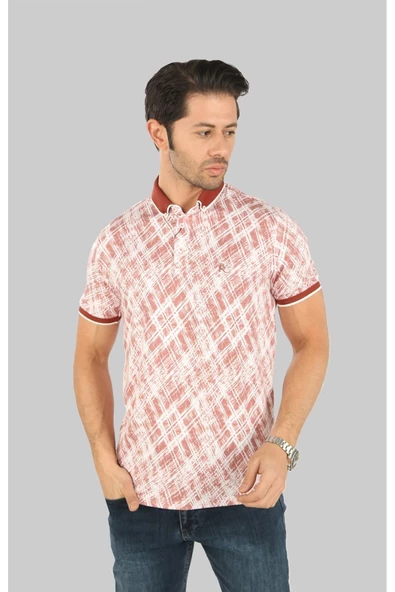 Brango DÜĞMELİ POLO YAKA DESENLİ T-SHİRT