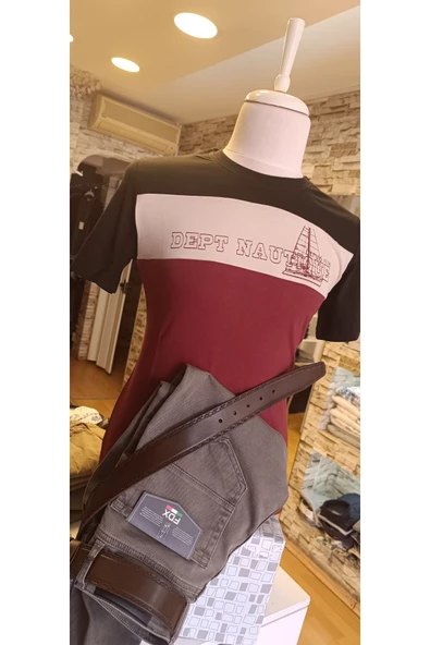 Qwerty BİSİKLET YAKALI PARÇALI DESENLİ T-SHİRT - 6