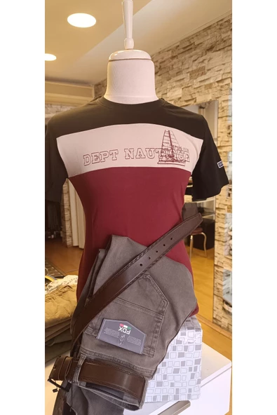 Qwerty BİSİKLET YAKALI PARÇALI DESENLİ T-SHİRT - 4