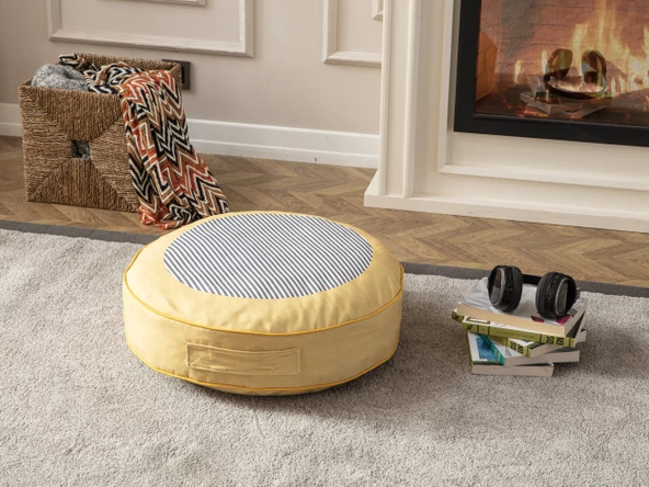 Yuvarlak Dekoratif Yer Minderi Puf 60x60 - 2