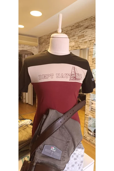 Qwerty BİSİKLET YAKALI PARÇALI DESENLİ T-SHİRT