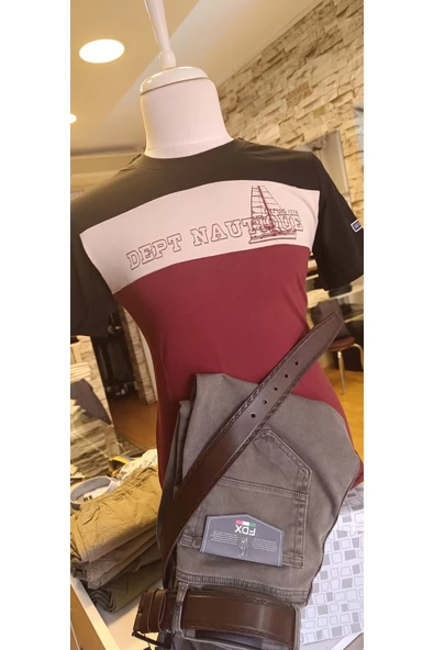 Qwerty BİSİKLET YAKALI PARÇALI DESENLİ T-SHİRT - 3