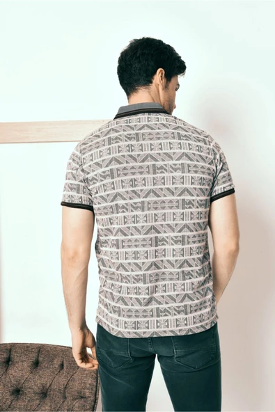 Brango DÜĞMELİ POLO YAKA DESENLİ T-SHİRT - 3