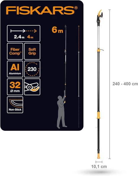 Fiskars UPX86 1023624 Teleskopik Testeresiz Yüksek Dal Budama Makası - 2