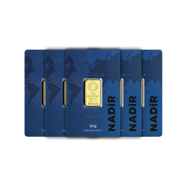 RimaGold 5 Adet 10 gr 24 Ayar NadirGold Gram Altın