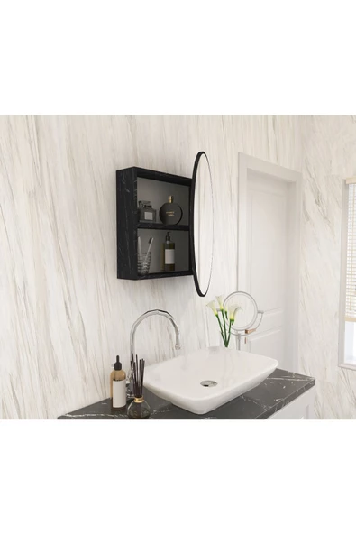 Makbulce Oval Aynalı Banyo Dolabı