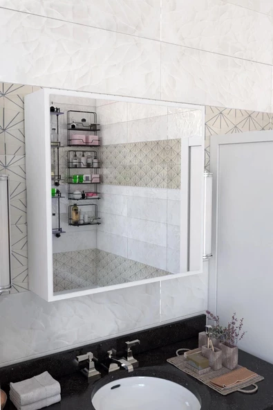 Makbulce Lavobo Üstü Aynalı Banyo Dolabı - 2