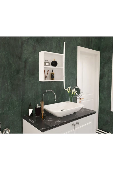 Makbulce Oval Aynalı Banyo Dolabı