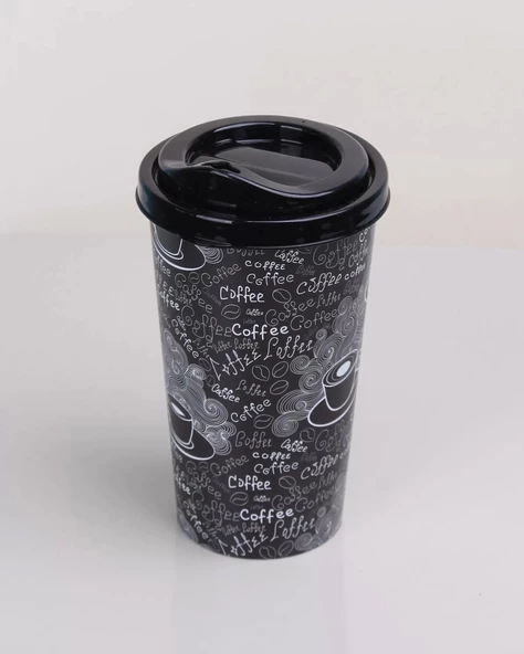 Kahve Bardağı - Kapaklı Desenli 650ml - 2
