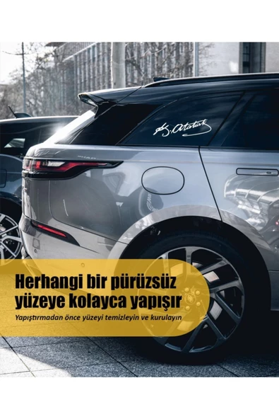 Atatürk Imza Araba Laptop Duvar Folyo özel yeni sticker 25x7,5 cm