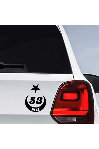 Ay Yıldız Rize Plakası 53 Oto Cam özel yeni sticker 11*8 Cm