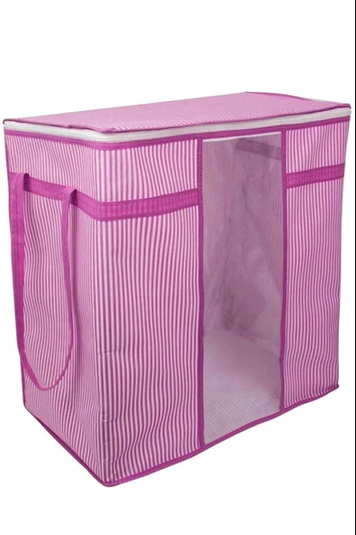 Pencereli Saklama Hurcu - Pembe Beyaz Çizgili - 3