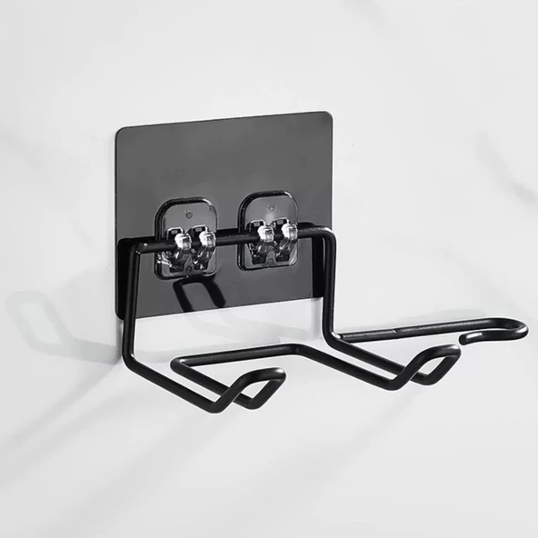 Siyah Güçlü Yapışkanlı Fön Makine Askısı Tutucu Banyo Askısı - 5