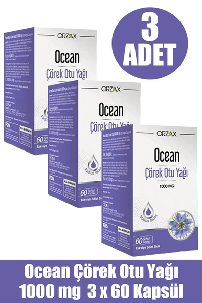 Ocean Çörek Otu Yağı 1000 mg 60 Kapsül 3 ADET