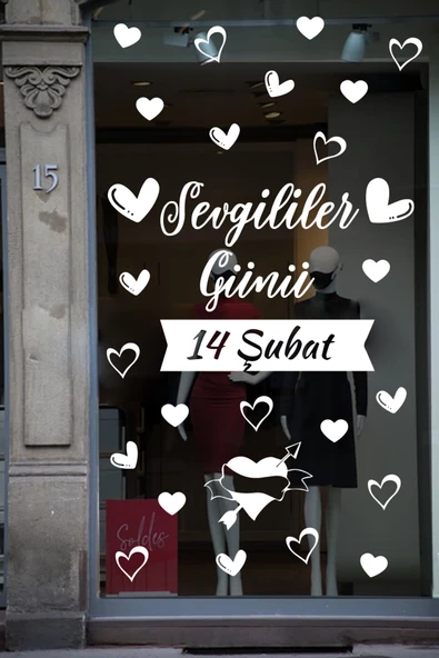 Happy Valentine's Day Sevgililer Günü ÖZEL sticker Kalp, Love, I Love You Cam, Duvar ÖZEL sticker Etiket Seti