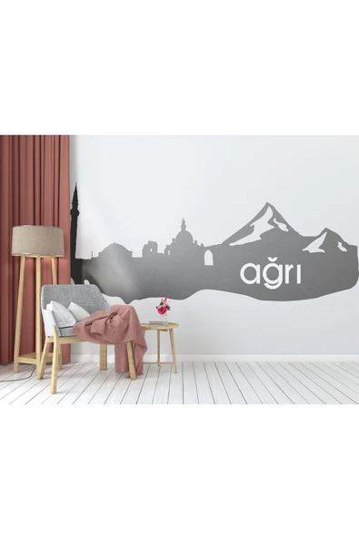 Ağrı Sitüel Duvar ÖZEL sticker - Ağrı Sitüel Duvar ÖZEL sticker Dekoratif Odası Duvar ÖZEL sticker Duvar Süsü 60x25 - 1
