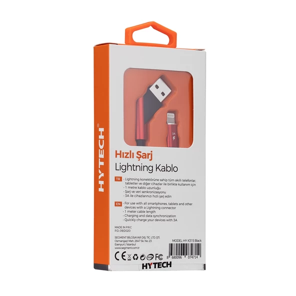 Data Ve Şarj Kablo İphone Lightning 3 A 1 M Hytech HY-X315 Siyah - Resim 3