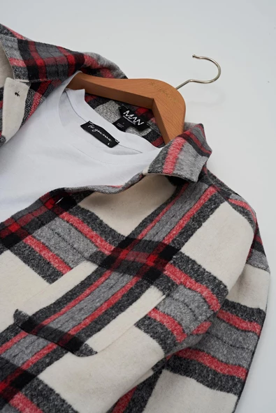 Flanel Boxy Siyah Çizgili Gömlek - 3