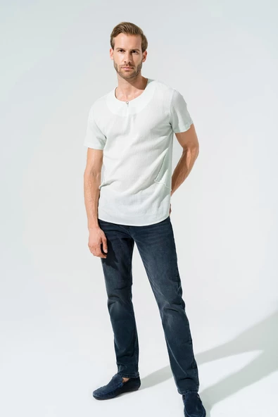 Organik Tek Düğme Kısakol Yeşil Gömlek - 2