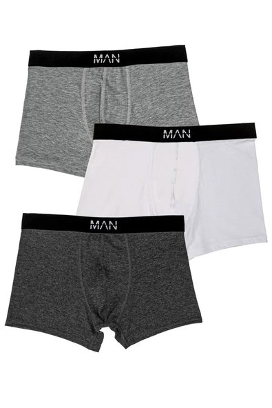 3'lü Gri Siyah Erkek Boxer - 2