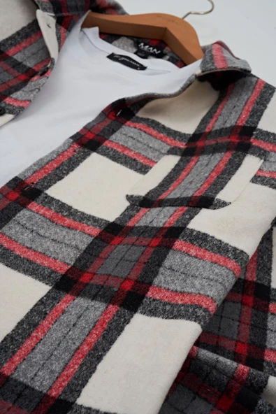 Flanel Boxy Siyah Çizgili Gömlek - 4