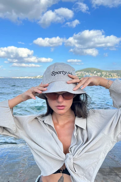 Sporty Nakışlı Safari Şapka - 2