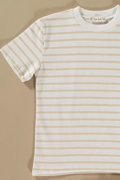 Çizgili Taş Tshirt Şort Takım - 2