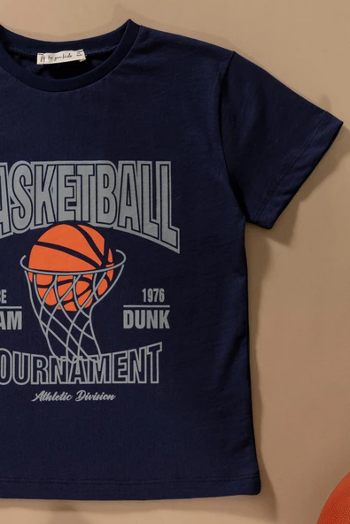 Basketboll Baskılı Lacivert Tshirt Şort Takım - 2