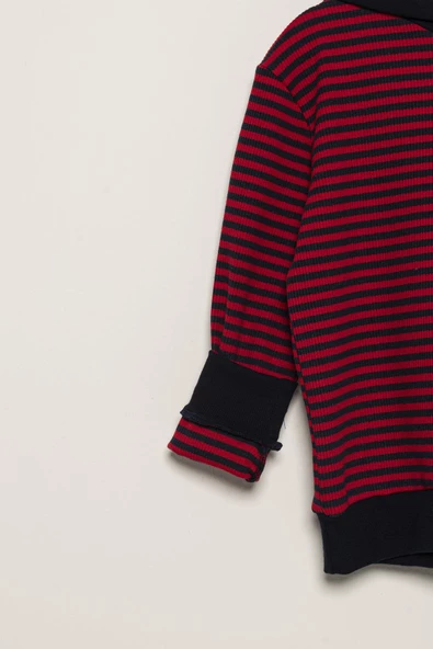 Çizgili Kapişonlu Jogger Lacivert Alt Üst Takım - Resim 4