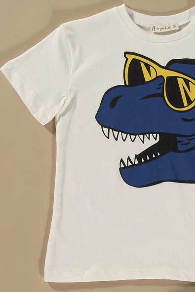 Dinozor Baskılı Saks Alt Üst Şort Takım - 2