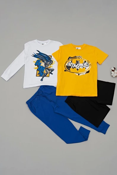 4'lü Batman Baskılı Siyah Tshirt Şort Pantolon Takım - 2