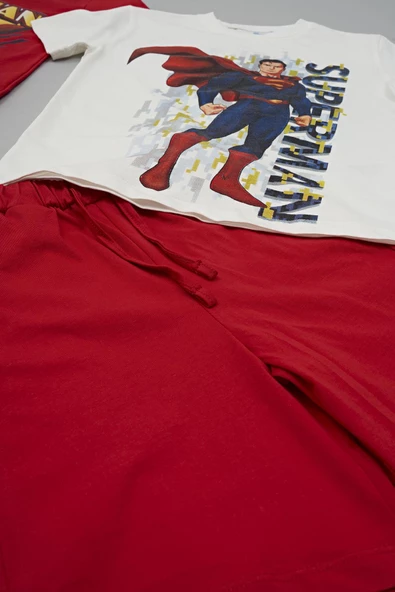 4'lü Süpermen Baskılı Tshirt Şort Pantolon Takım - 4