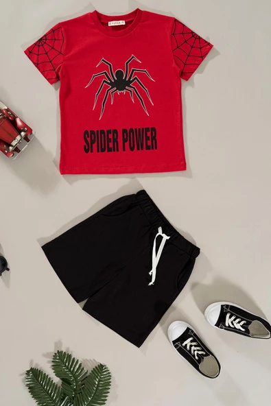 Spider Power Baskılı Kırmızı Alt Üst Takım