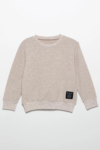 Etiket Detaylı Sweatshirt Jogger Taş Alt Üst Takım - 2