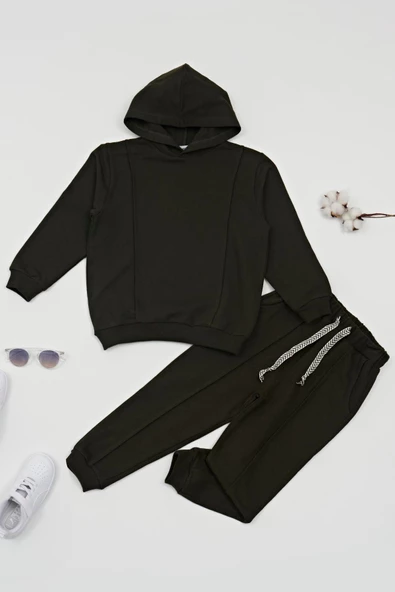 Çıma Detaylı Kapişonlu Haki Alt Üst Takım ürün görseli