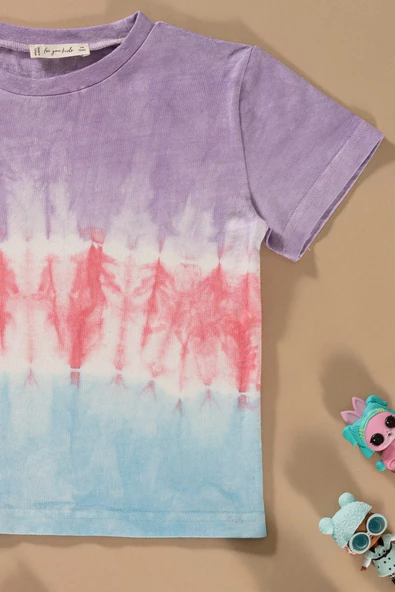 Batik Yıkamalı Lila Tshirt Şort Takım - Resim 3