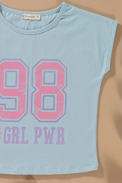 Baskılı Yarasa Kol Garni Detaylı Mavi Alt Üst Takım - Resim 3