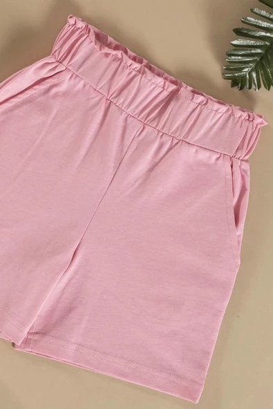 Çizgili Tshirt Şort Pembe Takım - Resim 3