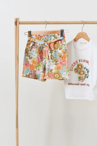 3'lü Çicekli Elbise Yeşil Takım - Resim 2