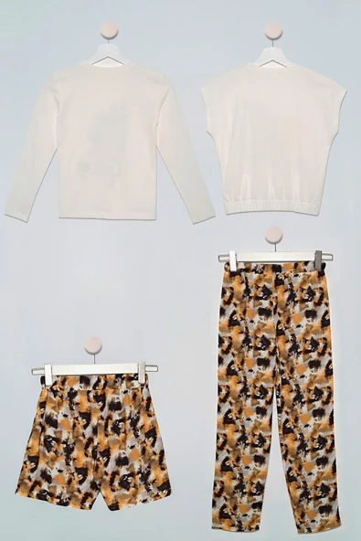 4'lü Batik Desen Pantolon Şort Siyah Takım - 2