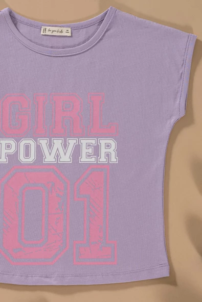 Baskılı Yarasa Kol Garni Detaylı Lila Alt Üst Takım - Resim 3