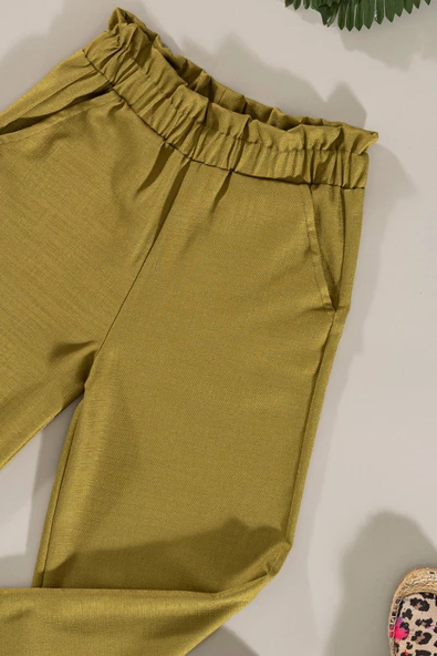 Dantel Cep Detaylı Yeşil Pantolon Takım - 2