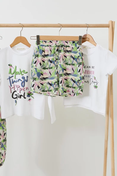 4'lü Tshirt Pantolon Şort Yeşil Takım - Resim 2