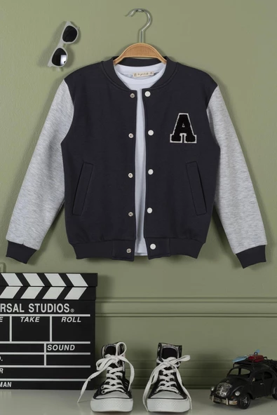 Nakışlı Antrasit Erkek Çocuk Kolej Ceket ürün görseli