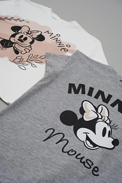 4'lü Minnie Mouse Baskılı Tshirt Şort Pantolon Takım - Resim 4