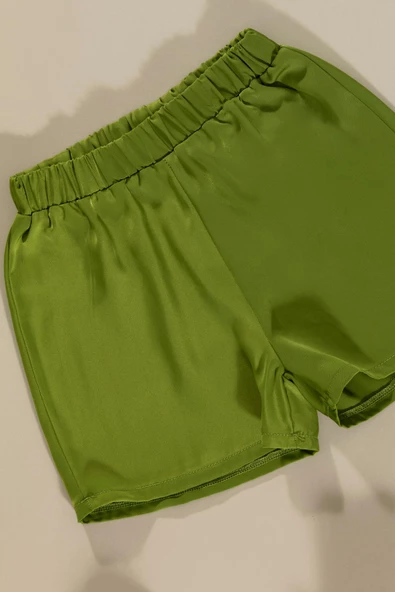 Cep Detaylı Tshirt Şort Yeşil Alt Üst Takım - Resim 3