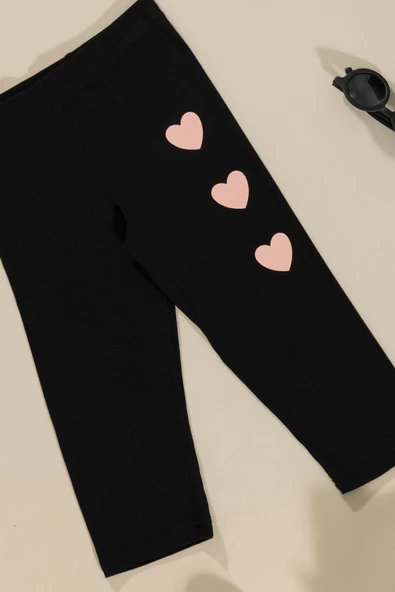 3'lü Love Baskılı Tshirt Atlet Tayt Siyah Takım - Resim 4
