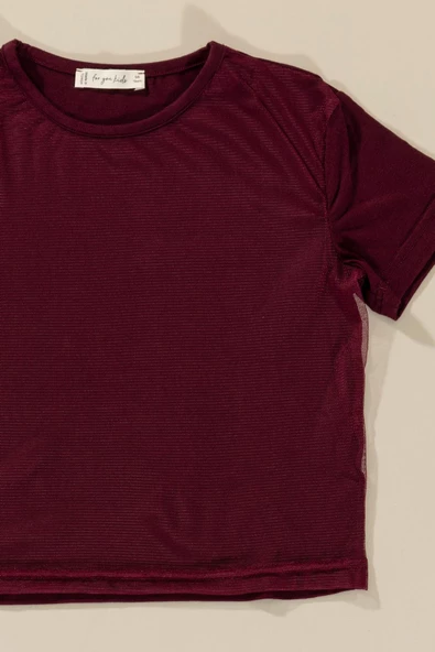 3'lü Baby Girl Baskılı Tshirt Atlet Tayt Bordo Takım - Resim 2