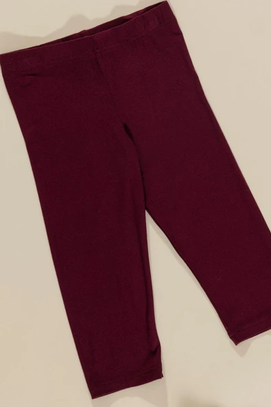 3'lü Baby Girl Baskılı Tshirt Atlet Tayt Bordo Takım - Resim 5